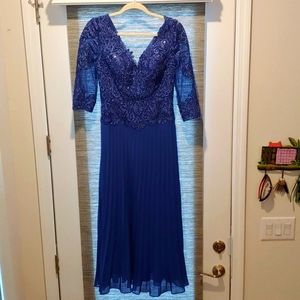 A royal blue dress (perhaps for a wedding)